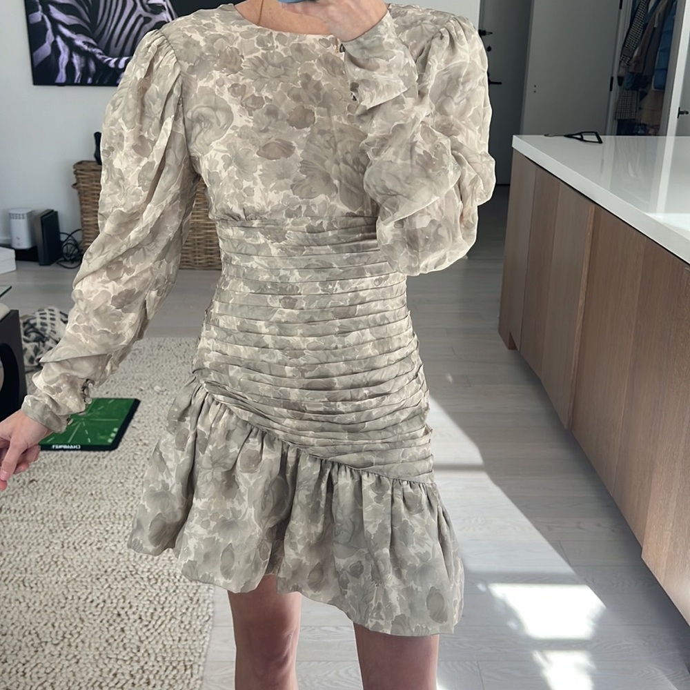 COPY - Ronny Kobo Silk Floral Pattern Puff Long Sleeve Mini Dress sz Small